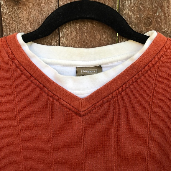 Mens top burnt orange sweater XL haggar fall shirt - Picture 3 of 7